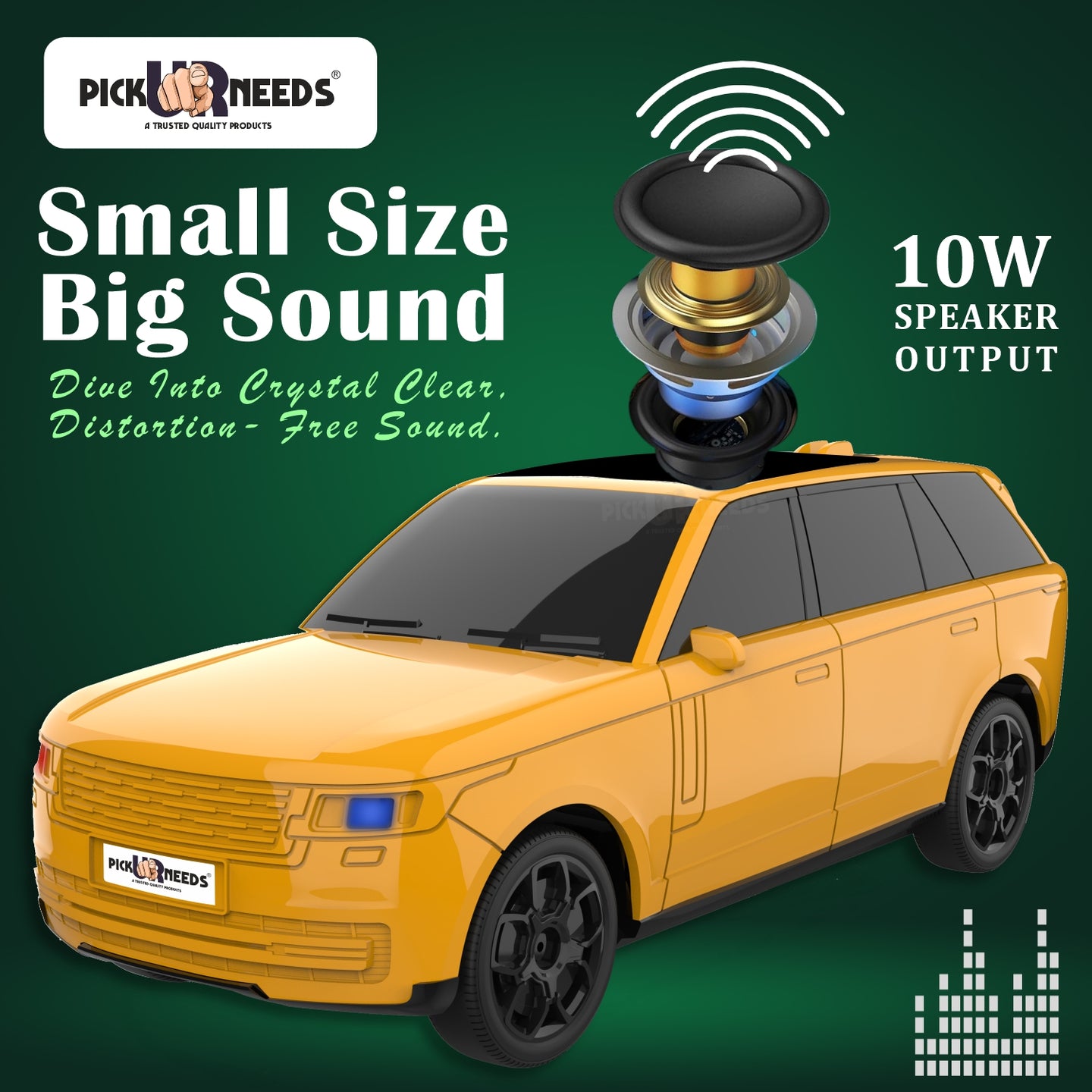 Pick Ur Needs Car Design Wireless Speaker USB / TF Card / FM Support RGB Light 1200mAh Battery 10 W Bluetooth Speaker